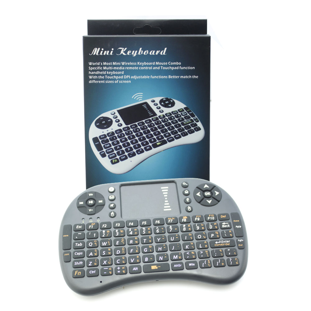 master_new11 MWK08 Mini Wireless Keyboard 2.4 Ghz และ Touchpad แป้นอังกฤษ( สีดำ)พร้อมแบต lihium ชาร์จได้ สำหรับ Android tv box , mini pc, windows - Image 1